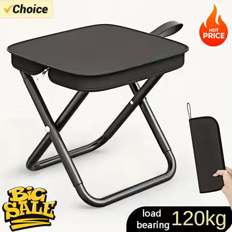 Tabouret Pliant Léger - Siège Pliable pour Camping, Pêche, Randonnée, Voyage (Intérieur/Extérieur)