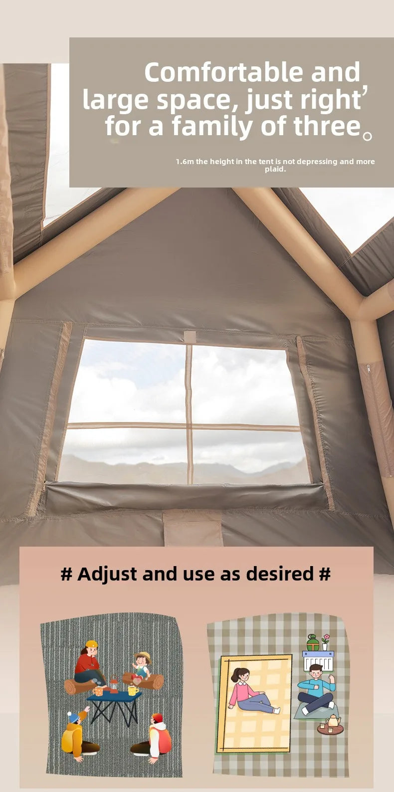 Abri de plage imperméable – Tente de camping familiale protégée UV
