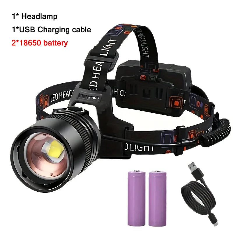 Lampe Frontale Rechargeable pour Camping et Randonnée