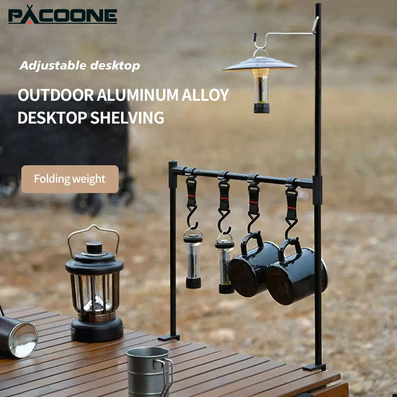 Étagère de Camping Portable en Aluminium - Support Lanterne & Râtelier Suspendu