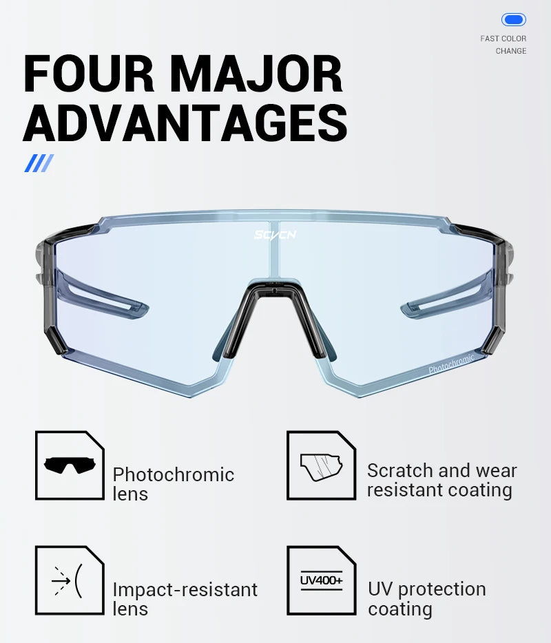 Lunettes de soleil photochromiques pour cyclisme – Lunettes de sport avec protection UV