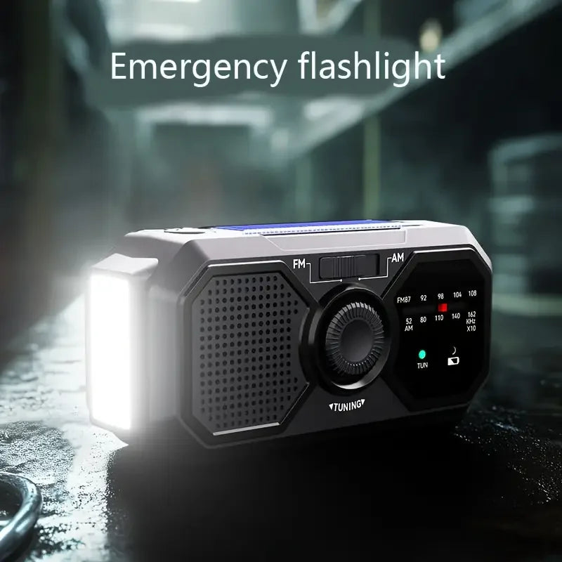 Radio solaire d’urgence – Radio météo à manivelle et batterie externe