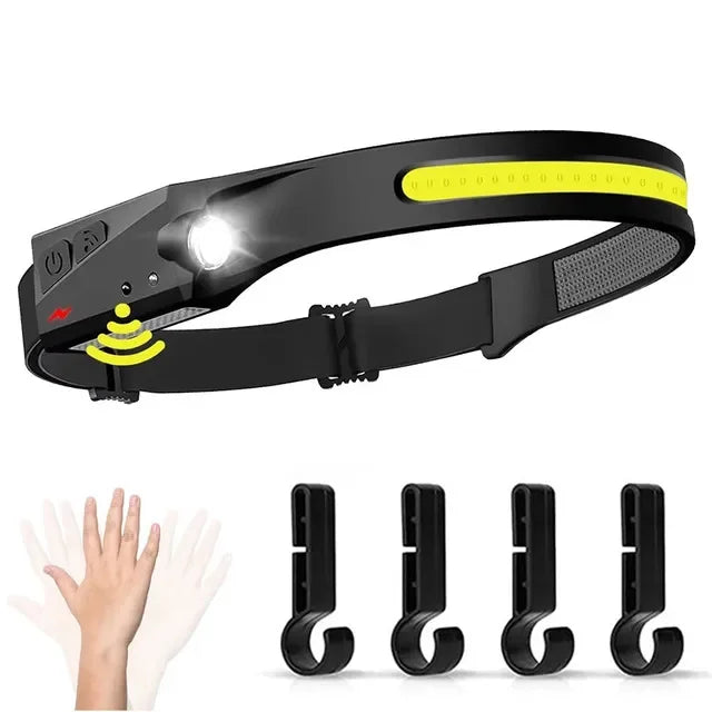 Lampe Frontale LED Rechargeable avec Détecteur de Mouvement – Éclairage Camping et Randonnée