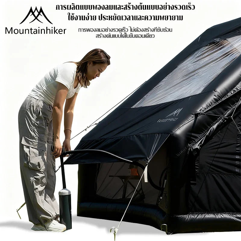 Tente gonflable noire de luxe – Abri de camping en plein air