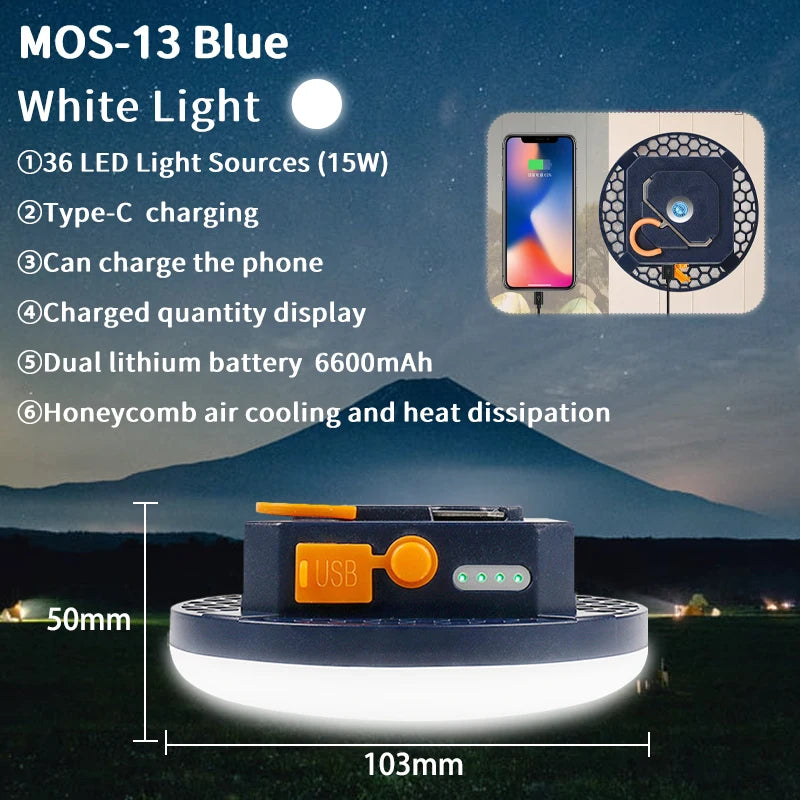 Lanterne de camping LED rechargeable – Lumière magnétique extérieure portable
