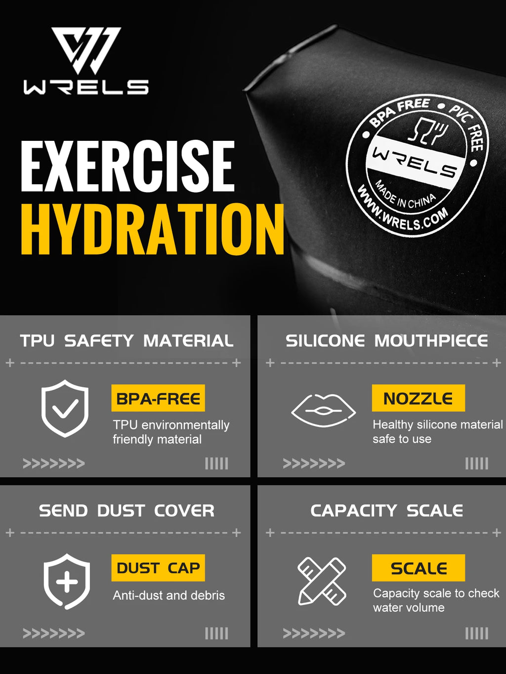 Bouteille d’eau souple pliante – Hydratation extérieure sans BPA
