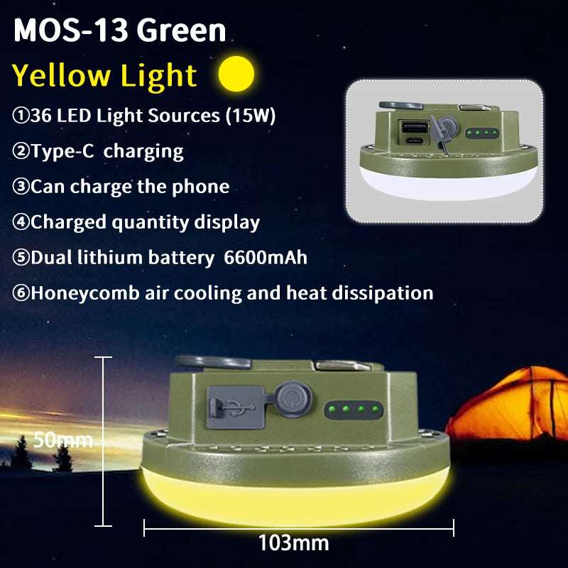 Lanterne de camping LED rechargeable – Lumière magnétique extérieure portable