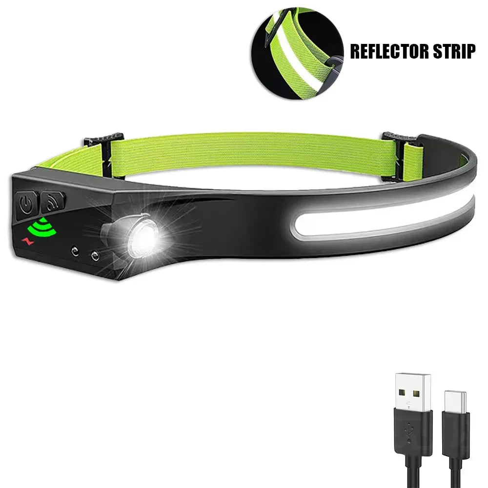 Lampe Frontale LED Rechargeable avec Détecteur de Mouvement – Éclairage Camping et Randonnée