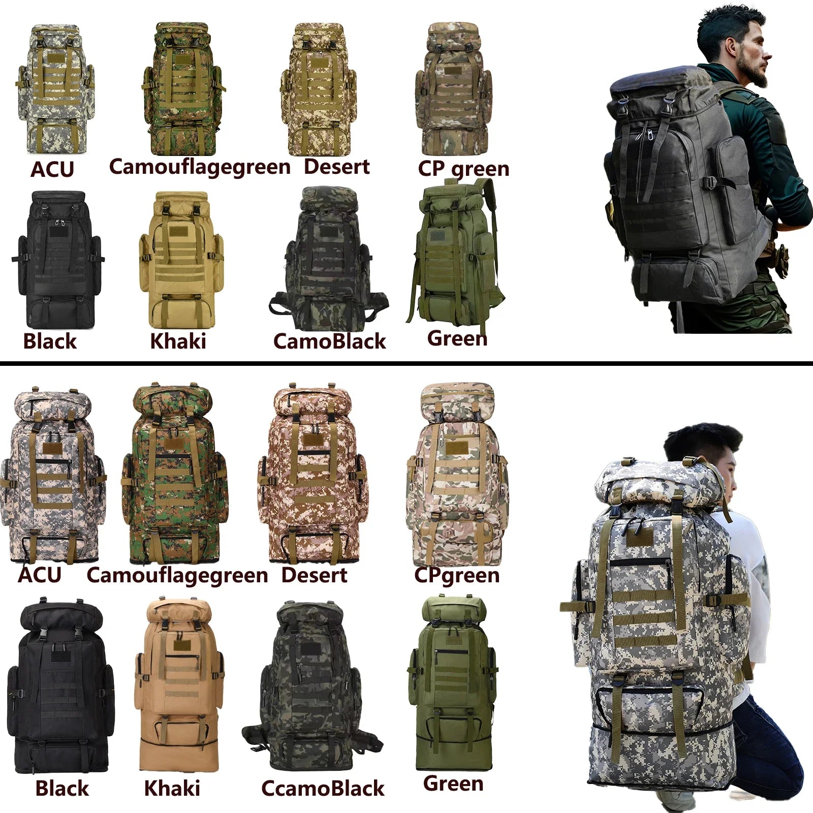Grand Sac à Dos de Camping et de Voyage