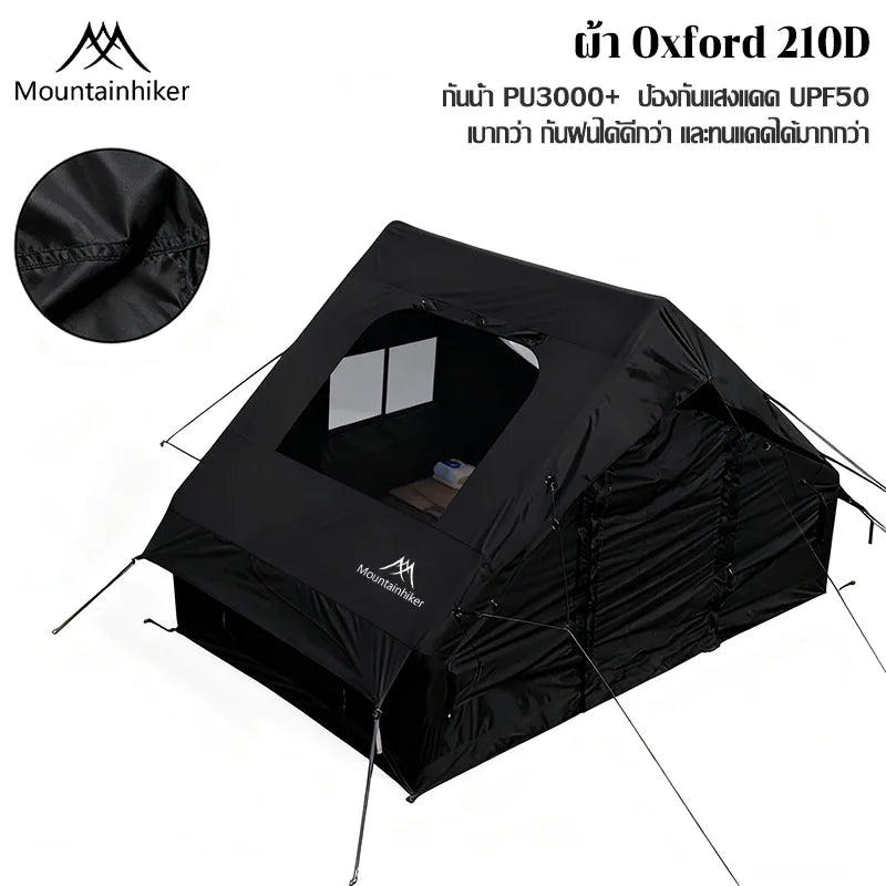 Tente gonflable noire de luxe – Abri de camping en plein air