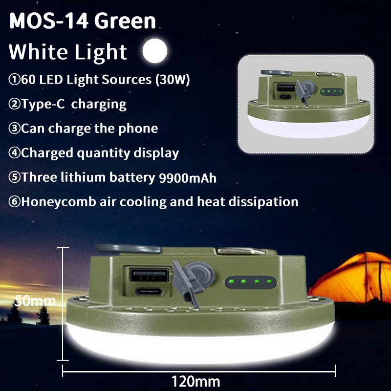 Lanterne de camping LED rechargeable – Lumière magnétique extérieure portable