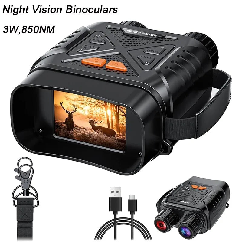 Jumelles Vision Nocturne 1080P - Zoom 10x, Portée 800m, Infrarouge, Écran 2.8" pour Camping