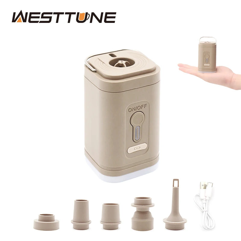 Mini Pompe Électrique Gonflable 3 en 1 sans Fil avec Lumière - Idéale Camping & Randonnée