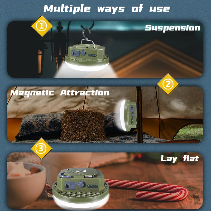 Lanterne de camping LED rechargeable – Lumière magnétique extérieure portable