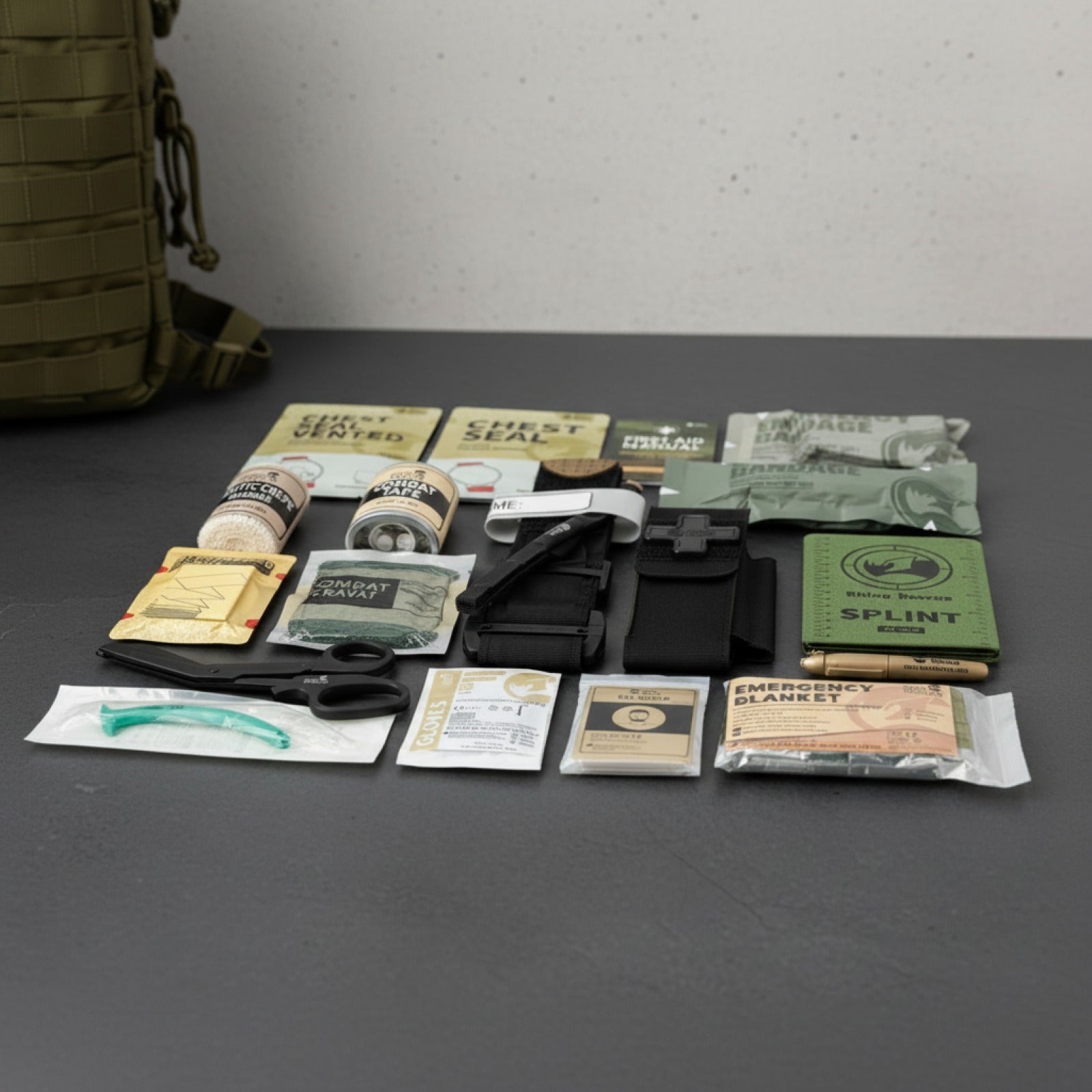 Kit de Secours Tactique Rhino Rescue - Matériel Médical d'Urgence et de Survie