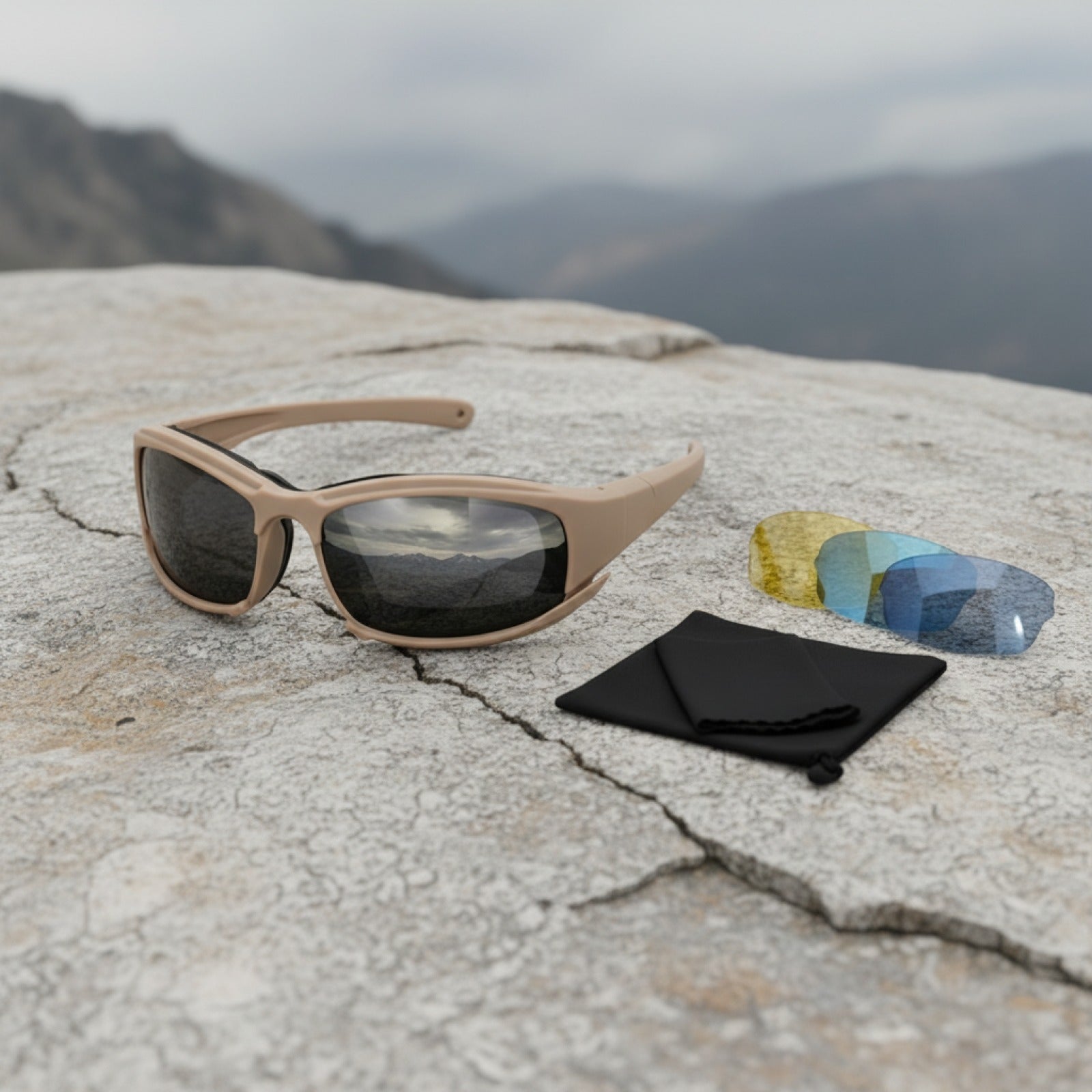 Lunettes Tactiques 4 Lentilles Polarisées - Protection Vent & Poussière pour Sports Outdoor