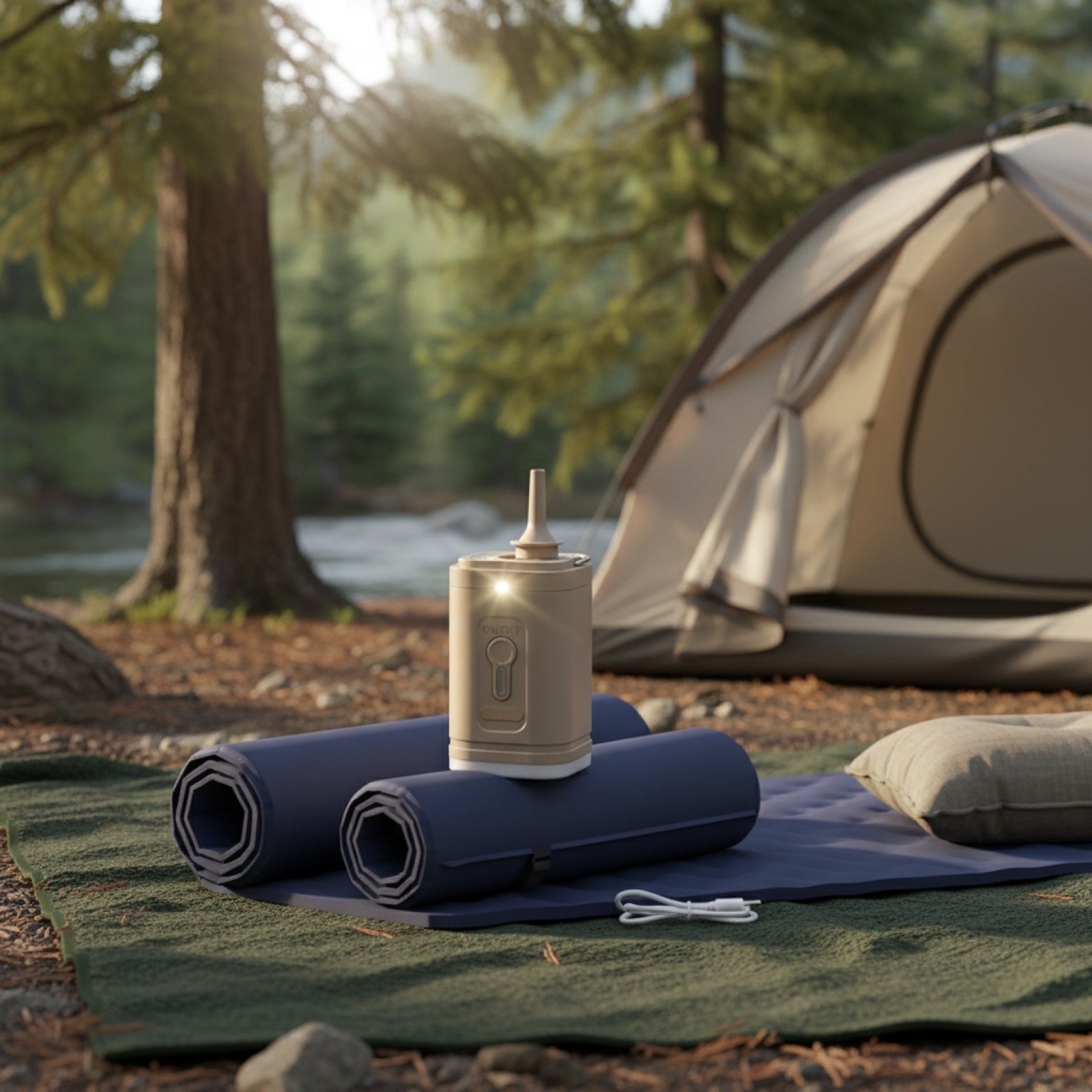 Mini Pompe Électrique Gonflable 3 en 1 sans Fil avec Lumière - Idéale Camping & Randonnée
