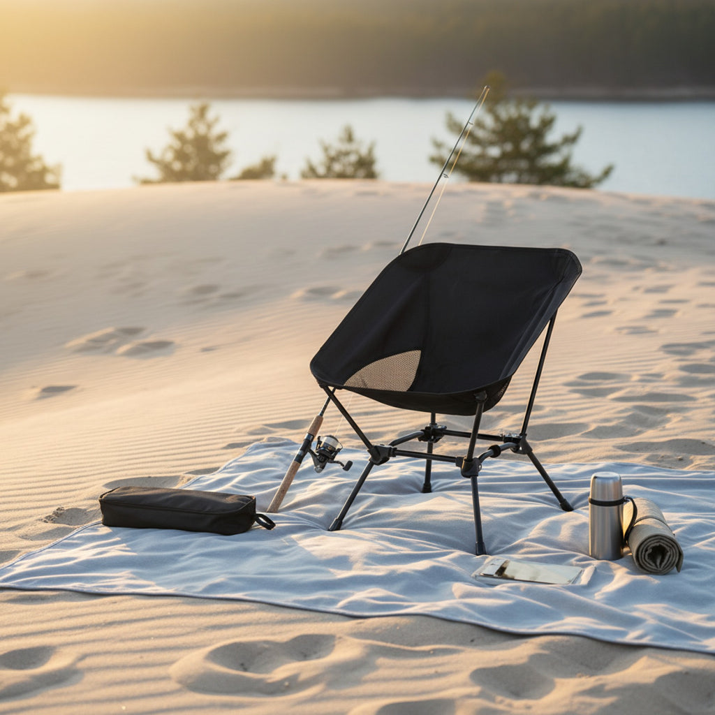 Chaise Pliante de Camping et Pêche Carrée - Légère et Compacte