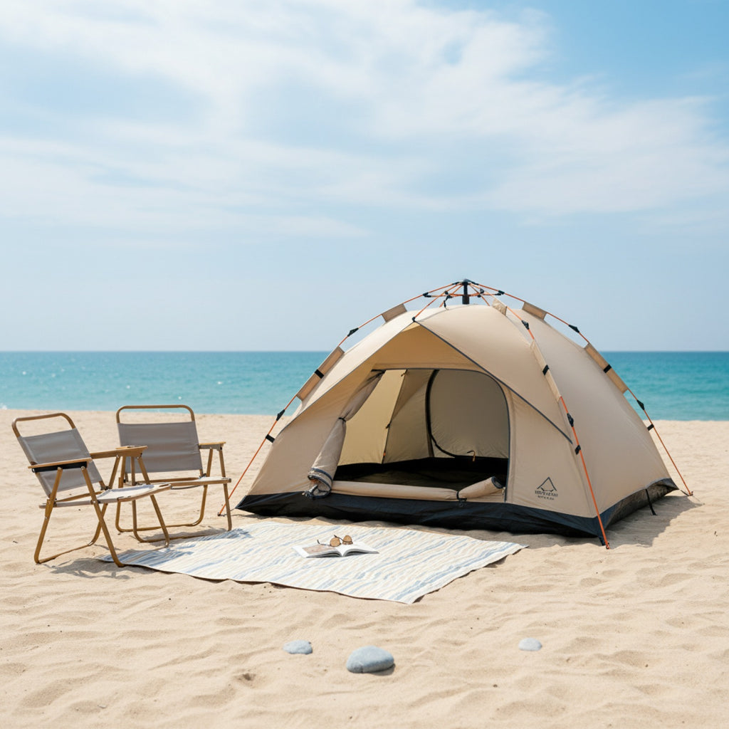 Tente Automatique 4 Personnes - Ouverture Rapide, Anti-Pluie & Anti-UV pour Pêche et Plage