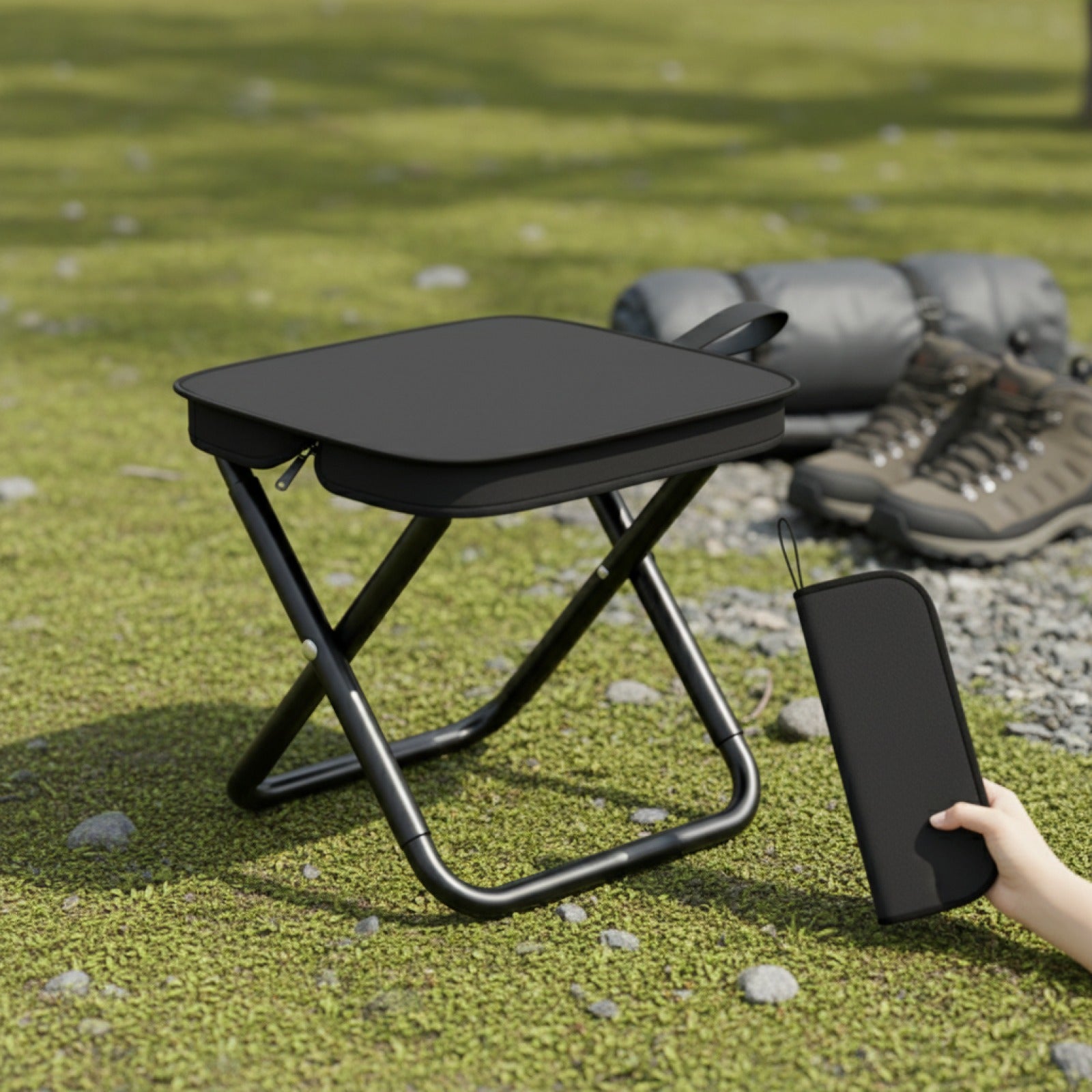 Tabouret Pliant Léger - Siège Pliable pour Camping, Pêche, Randonnée, Voyage (Intérieur/Extérieur)
