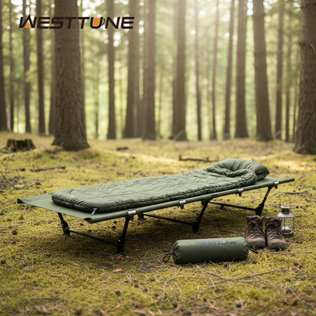 Lit de camping pliant WESTTUNE ultraléger et compact pour voyage, randonnée et bivouac