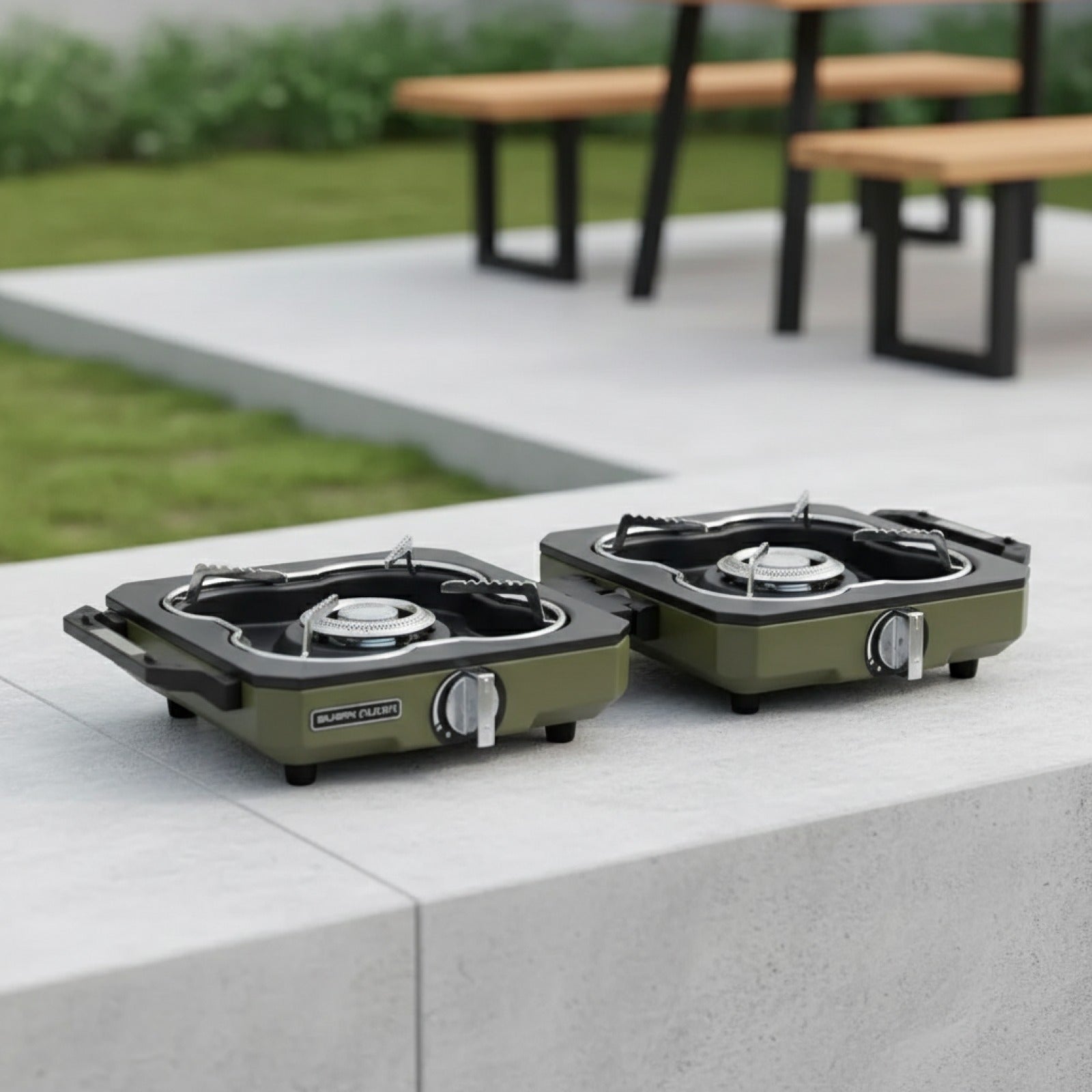 Réchaud de Camping Double Brûleur BUERK - Haute Puissance, Pliable, Portable pour Barbecue et Pique-nique en Extérieur