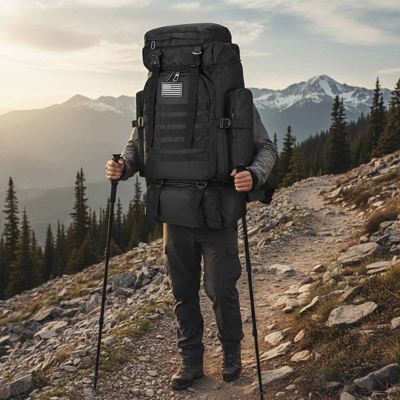 Sac de Randonnée et Alpinisme 80L/100L - Sac Tactique Grand Volume pour Camping et Voyage