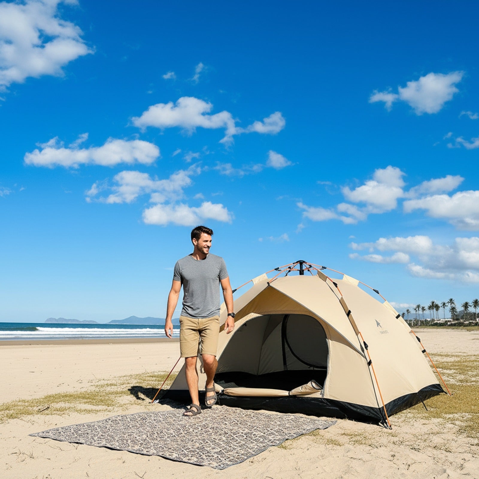 Tente Automatique 4 Personnes - Ouverture Rapide, Anti-Pluie & Anti-UV pour Pêche et Plage